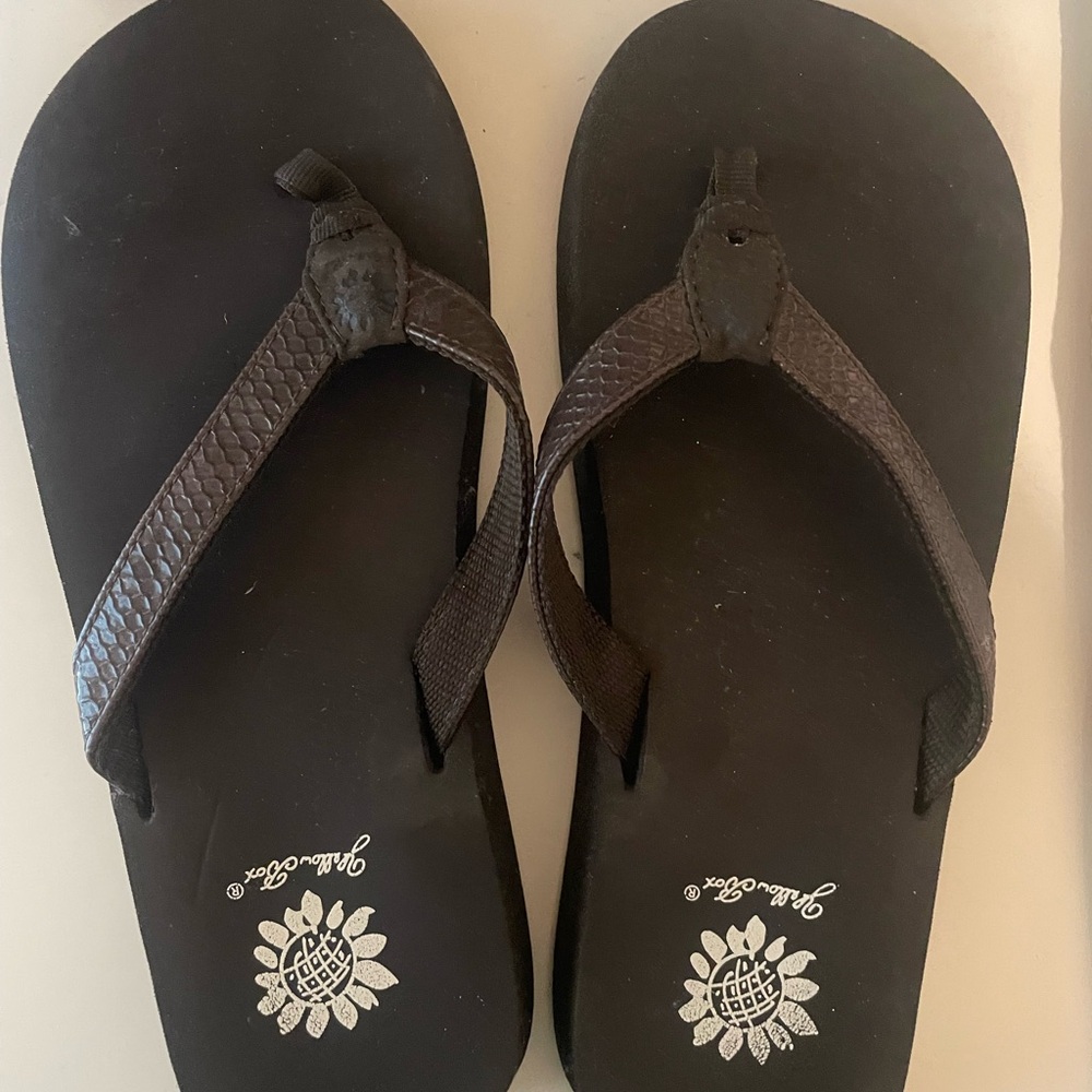 Yellow Box Brown Flip-Flops